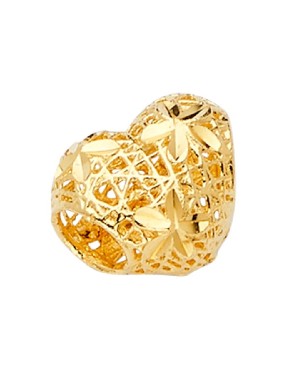 14KT Gold Filigree Heart Slider Charm for Bracelet